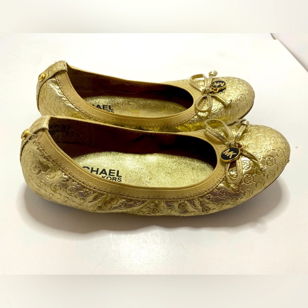 Michael Kors Girls Gold Ballet Flats Size 1